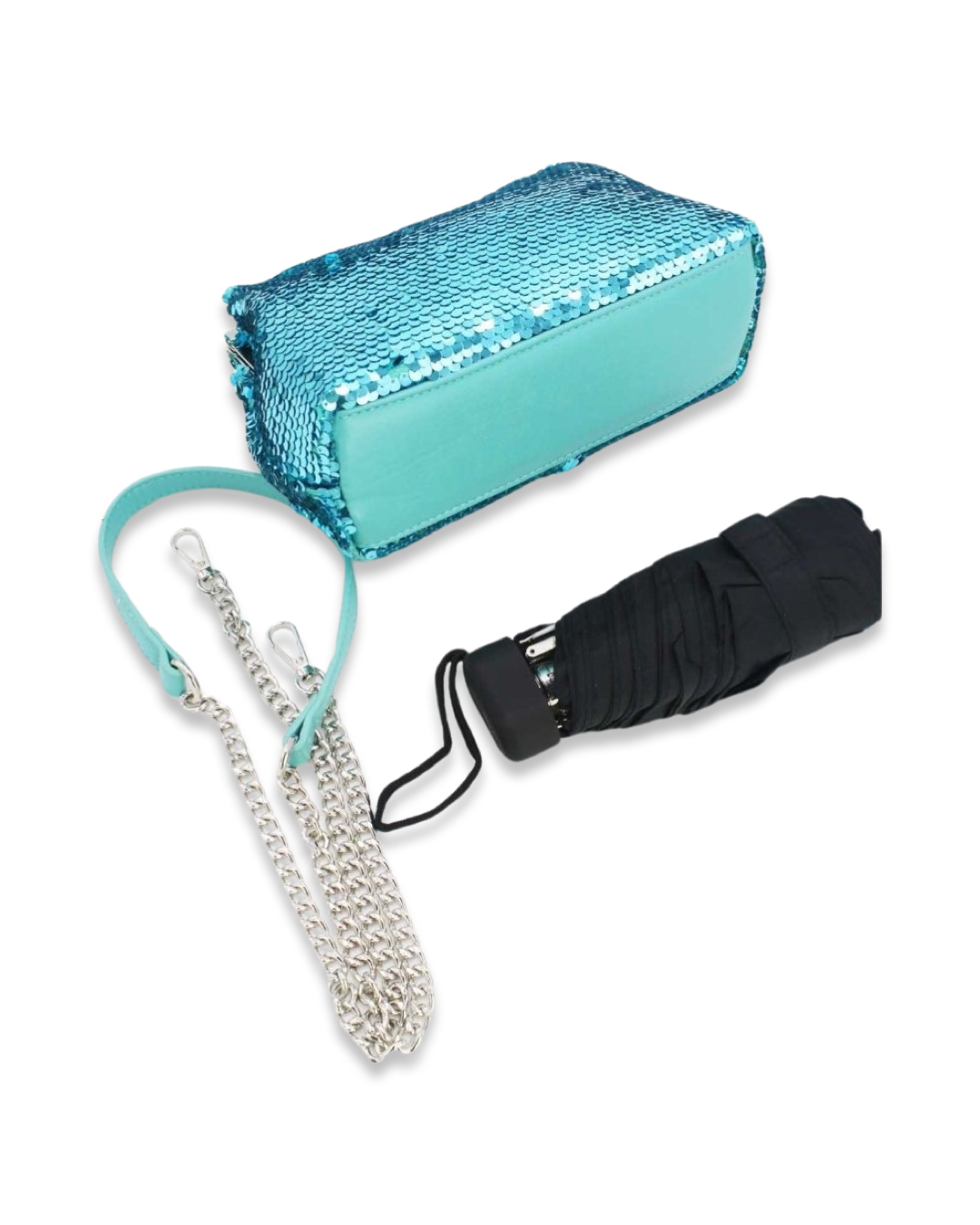 Sequin clutch tas met draagketting