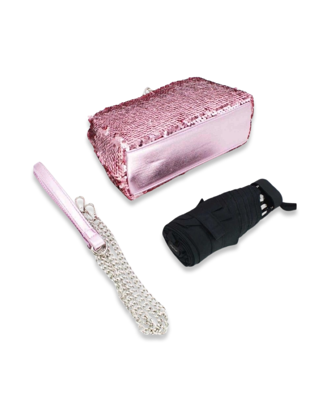 Sequin clutch tas met draagketting