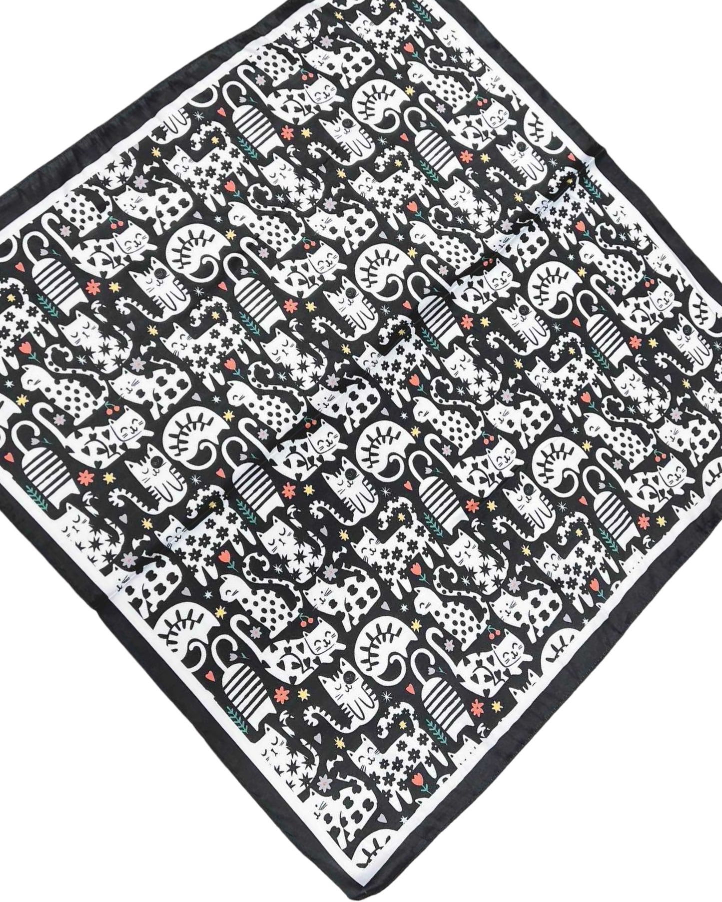Cats square mini sjaal silky - Black