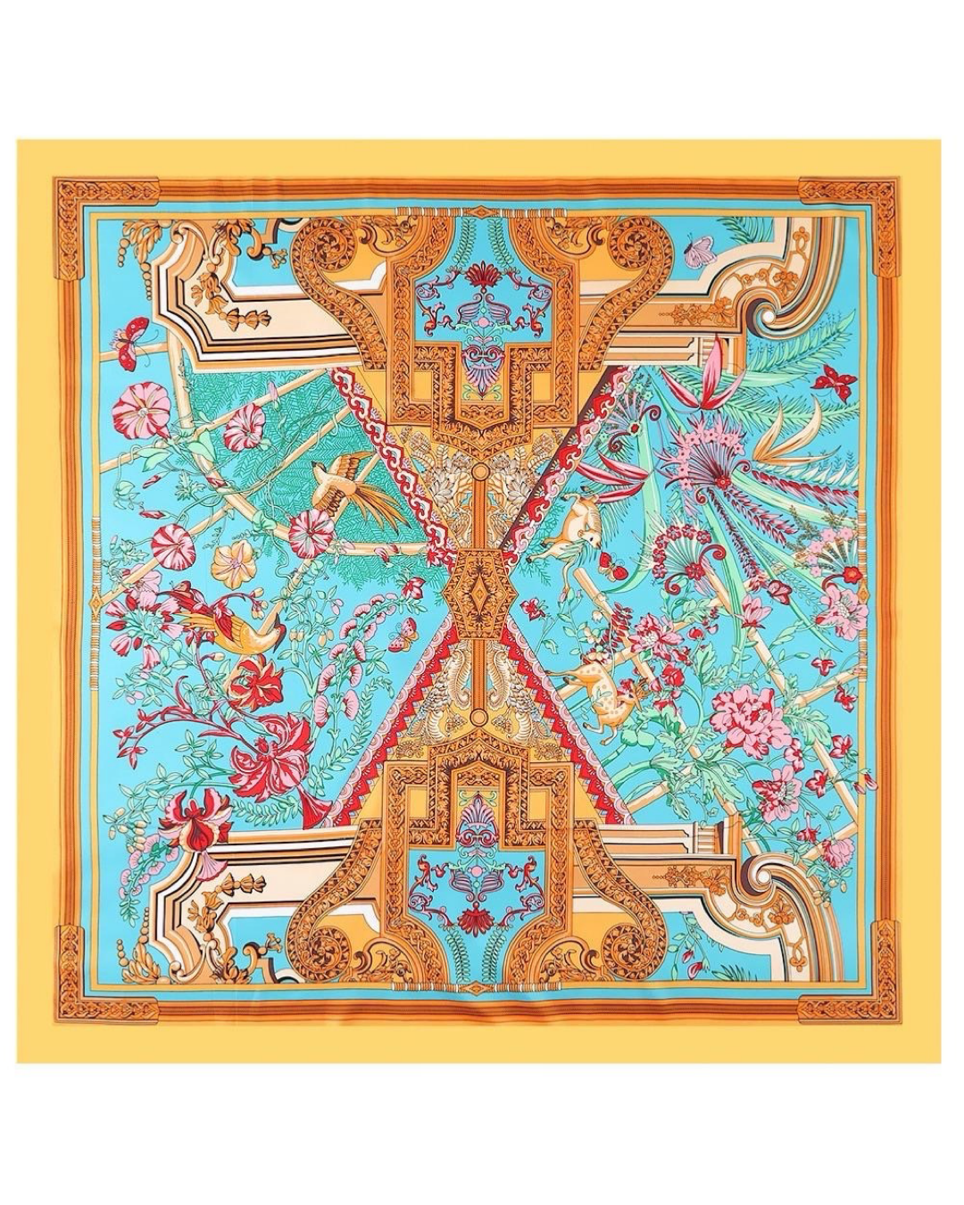 Baroc square sjaal silky - Yellow