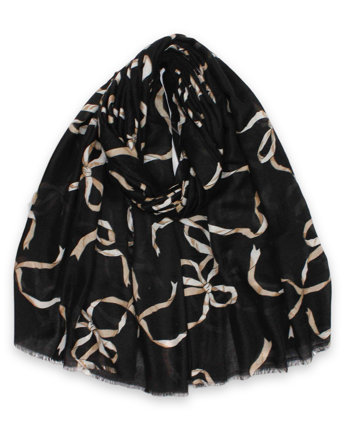 Classic bow sjaal met katoen - Black