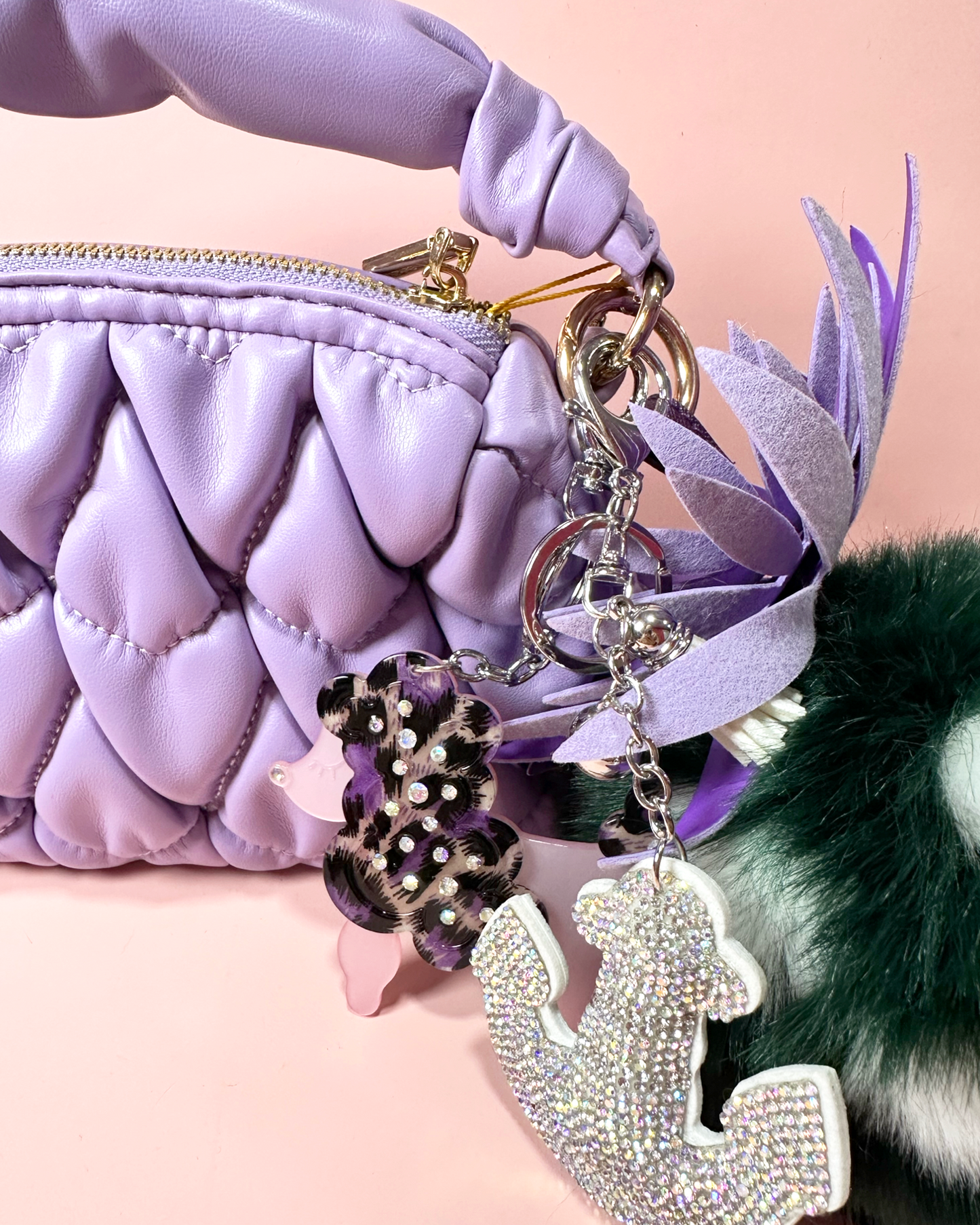 Fluffy pineapple bag charm