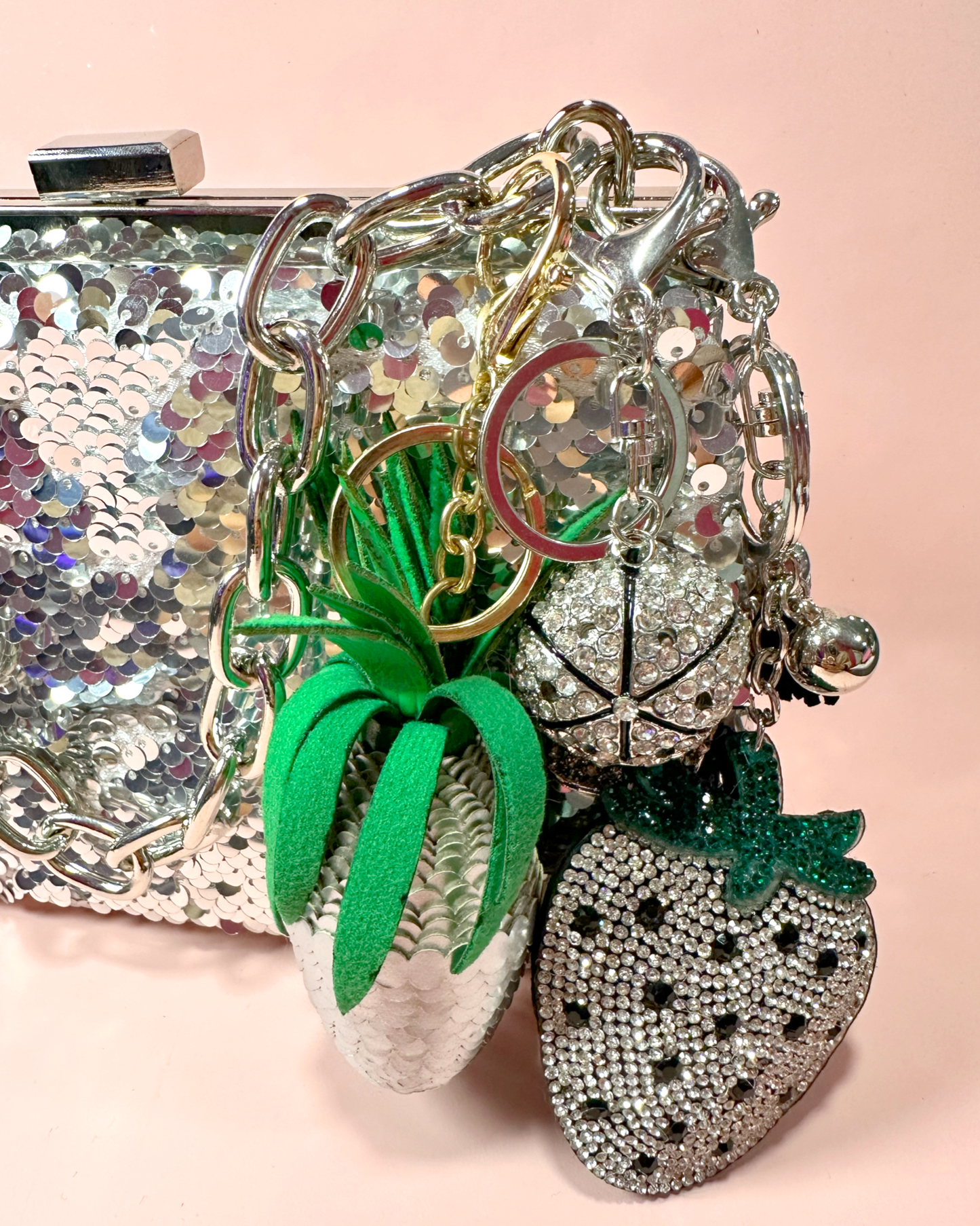 Sequin clutch tas met draagketting