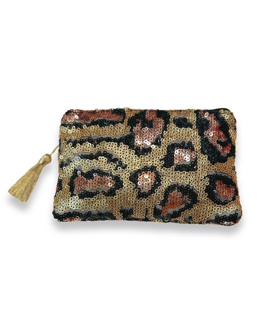 Leopard bling make-up tasje