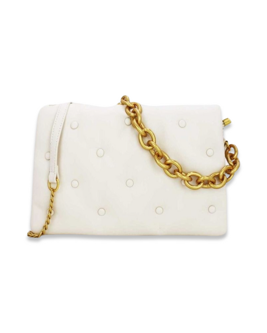 Quilted button tas met draagketting
