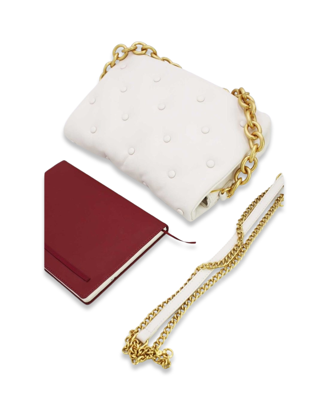 Quilted button tas met draagketting