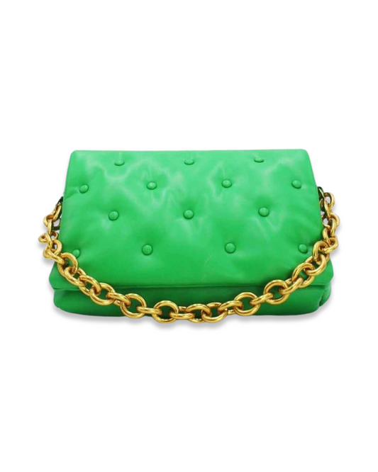Neon quilted button tas met draagketting
