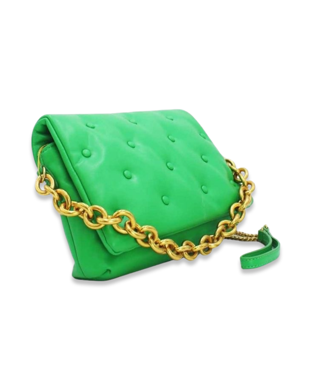 Neon quilted button tas met draagketting