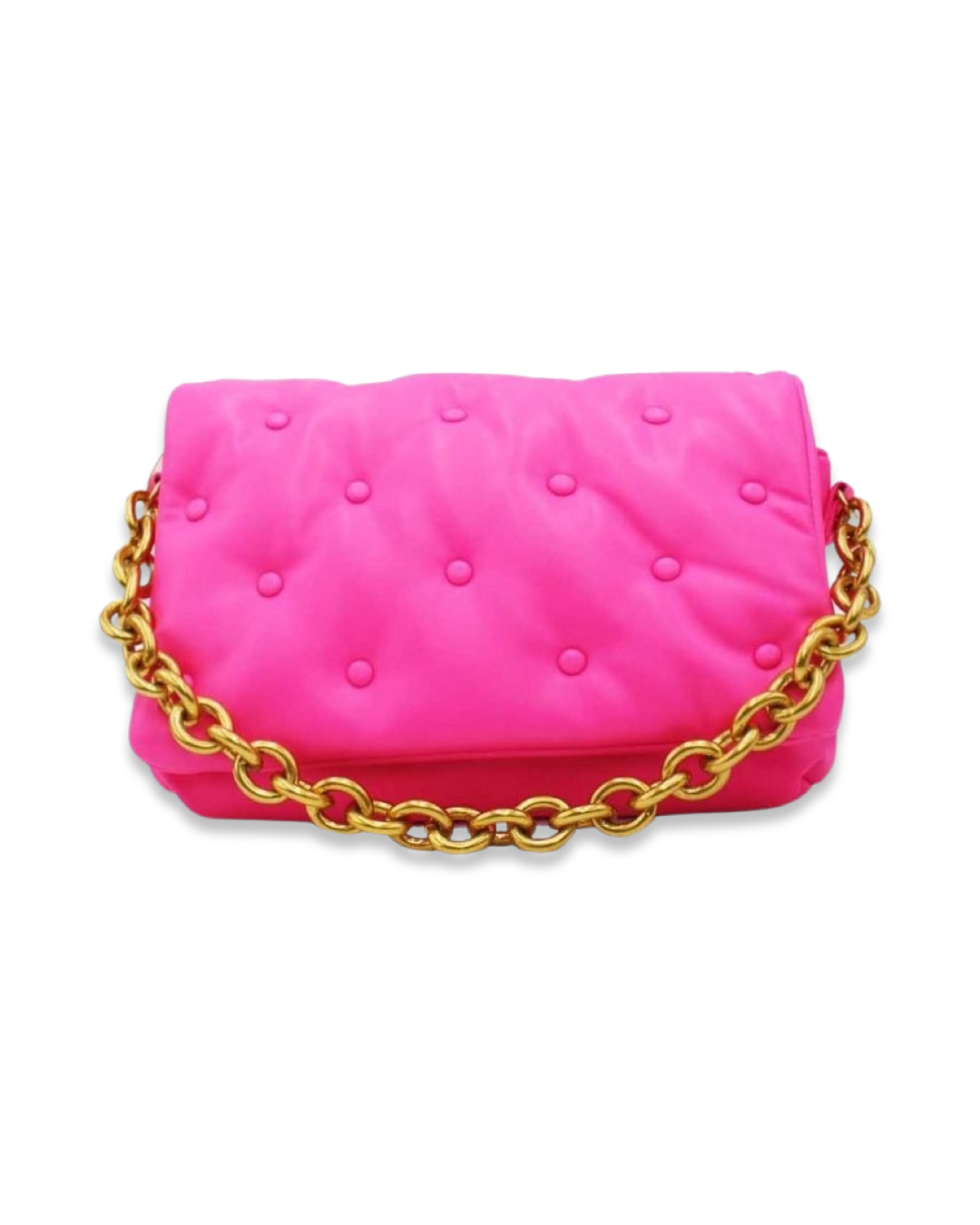 Neon quilted button tas met draagketting