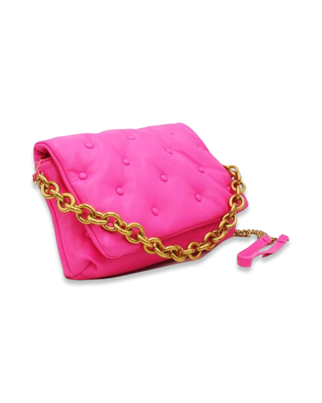 Neon quilted button tas met draagketting