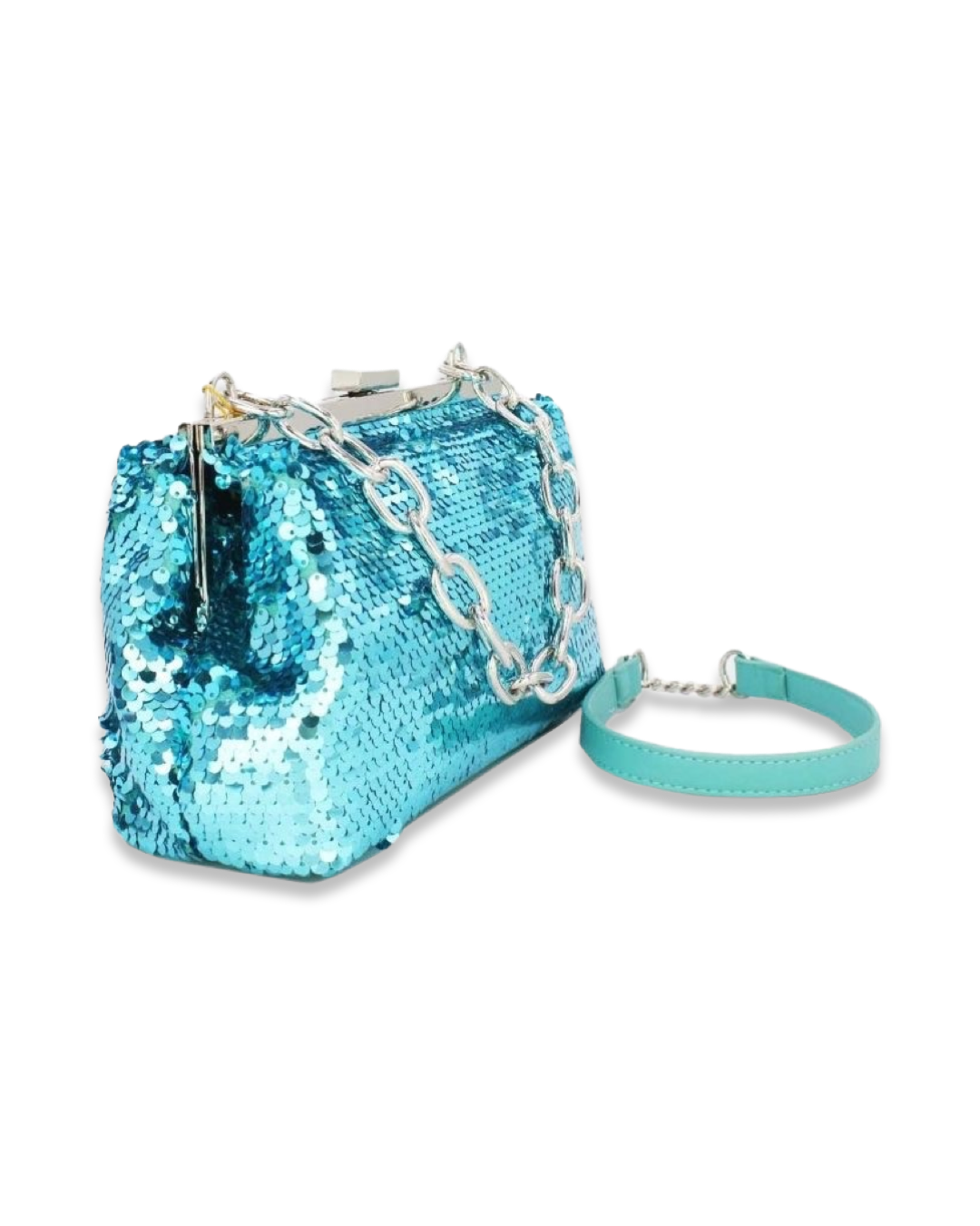 Sequin clutch tas met draagketting