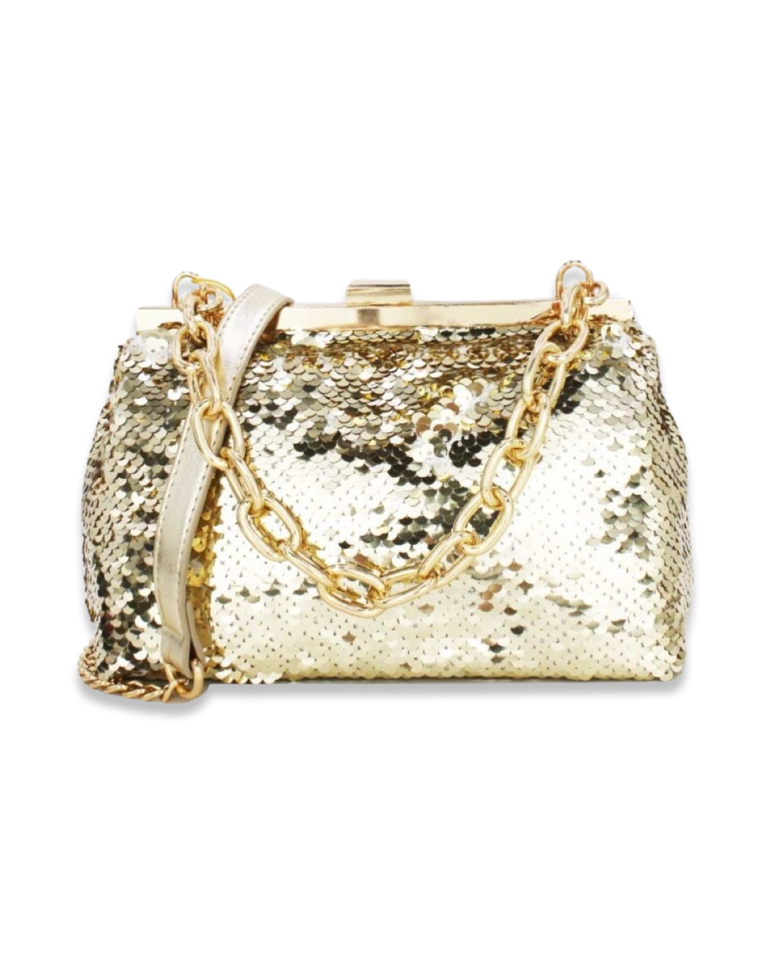 Sequin clutch tas met draagketting