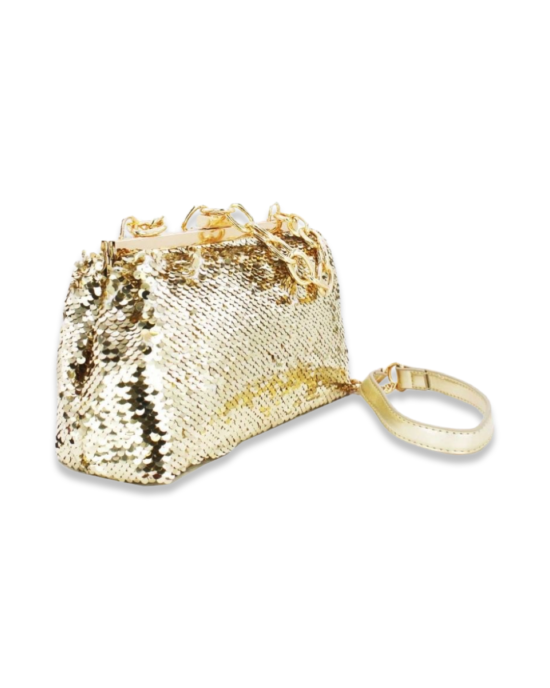 Sequin clutch tas met draagketting