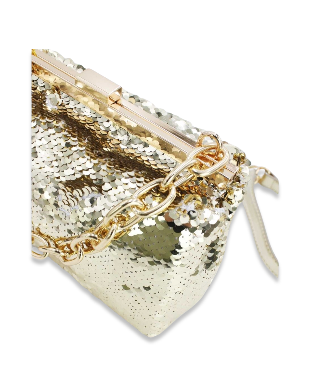 Sequin clutch tas met draagketting