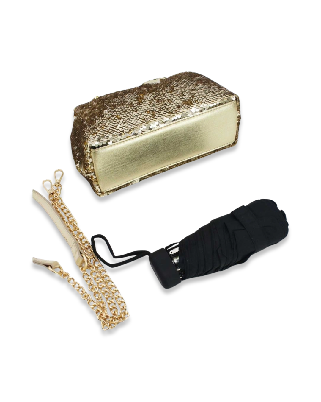 Sequin clutch tas met draagketting