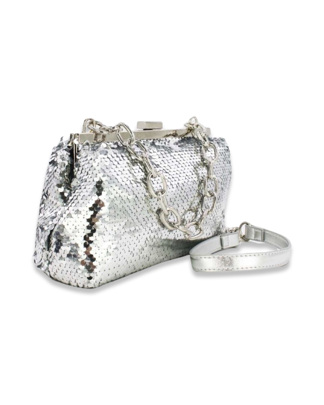 Sequin clutch tas met draagketting