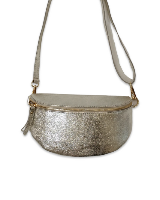 Metallic heuptas leder
