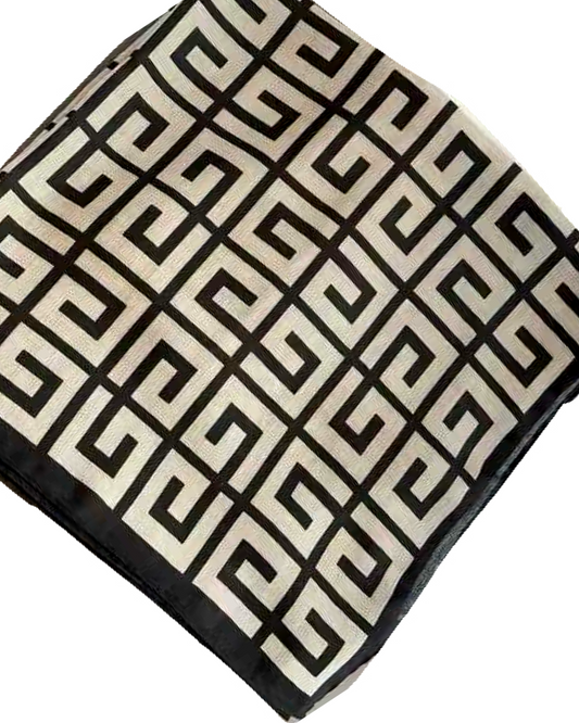 Geo square mini sjaal silky - Black