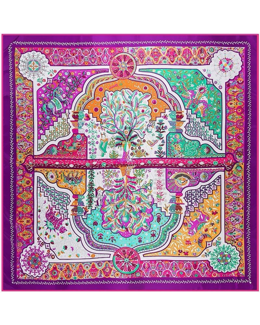 Circus square sjaal silky - Purple