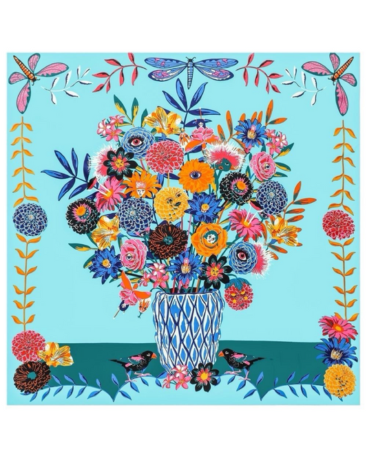 Eye square sjaal silky - Blue
