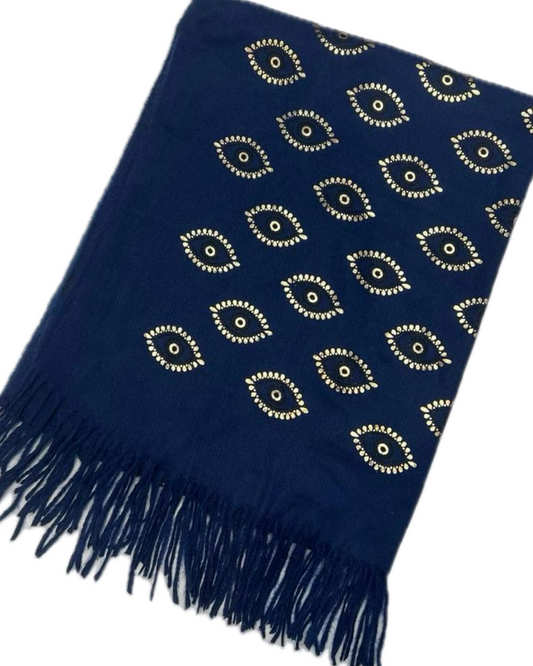 Wintersjaal Golden eye - Navy