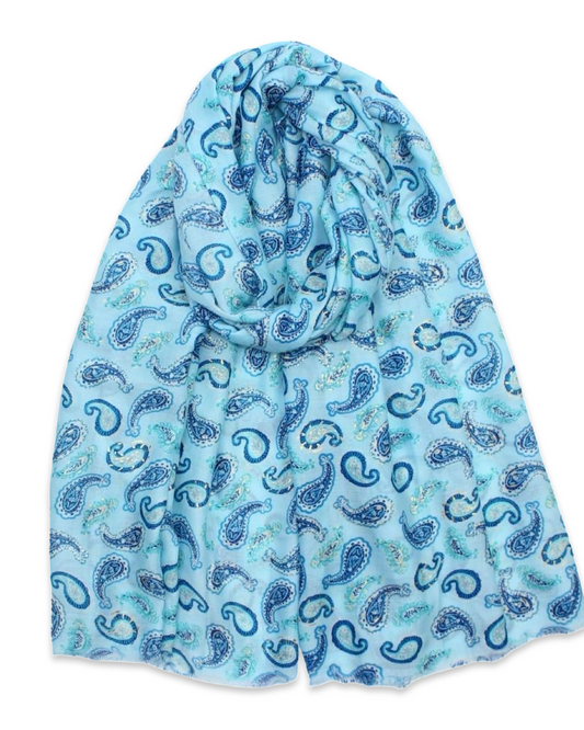 Paisley sjaal met katoen - Blue