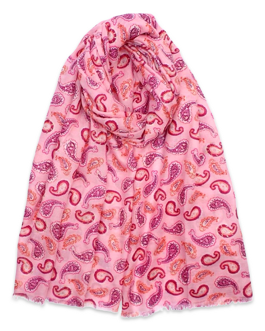 Paisley sjaal met katoen - Fuchsia