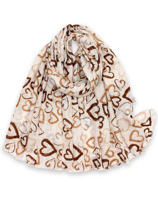 Open my heart sjaal met katoen - Beige
