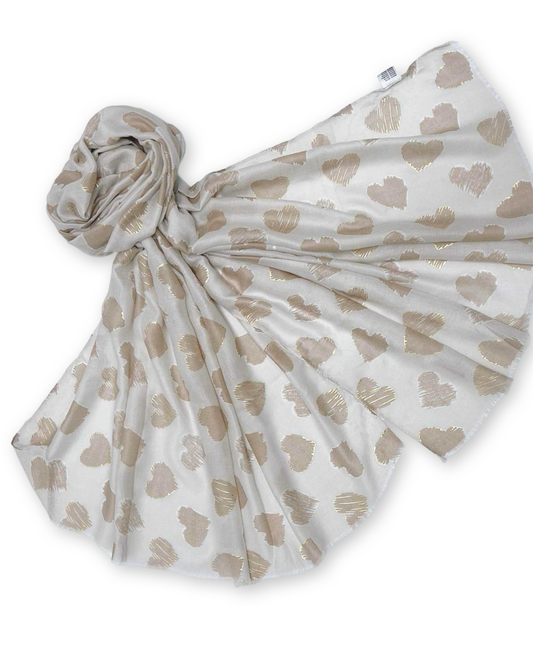 Soft heart sjaal met katoen - Beige