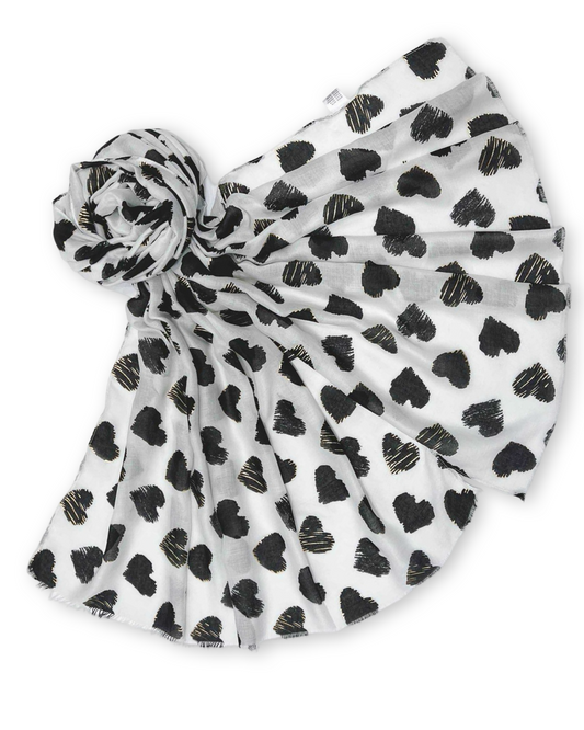 Soft heart sjaal met katoen - Black