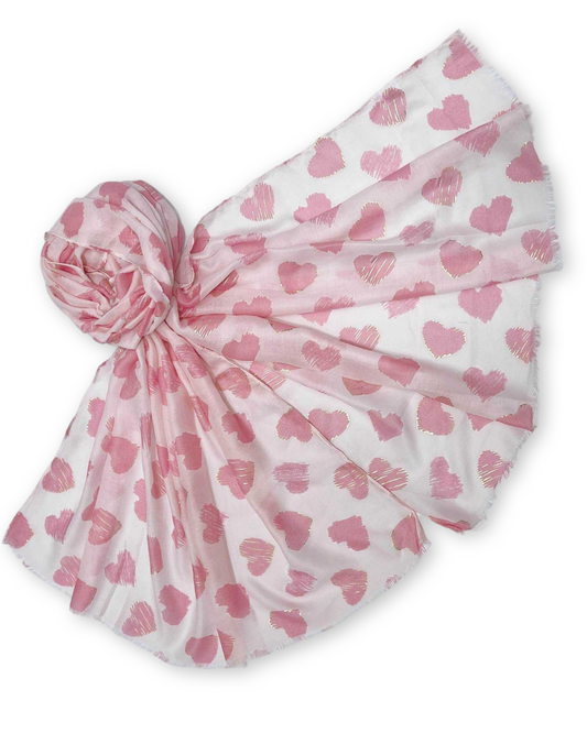 Soft heart sjaal met katoen - Pink
