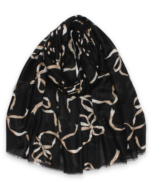 Classic bow sjaal met katoen - Black