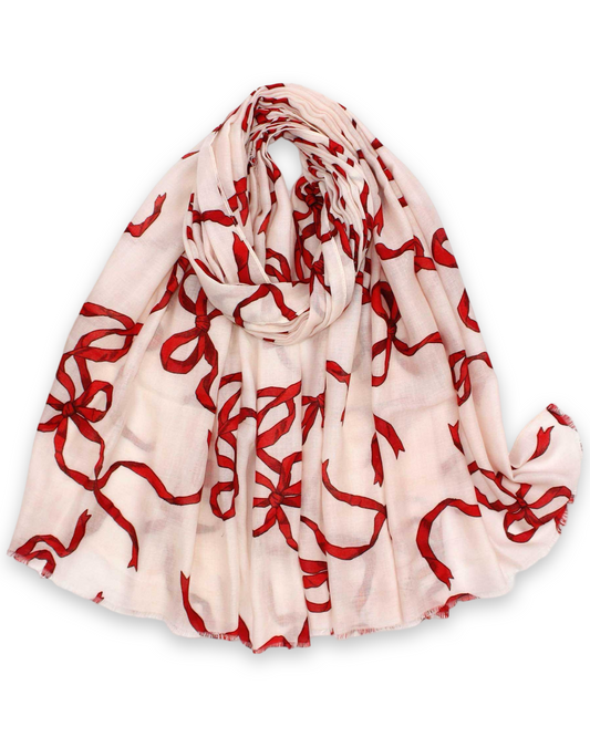 Classic bow sjaal met katoen - Red