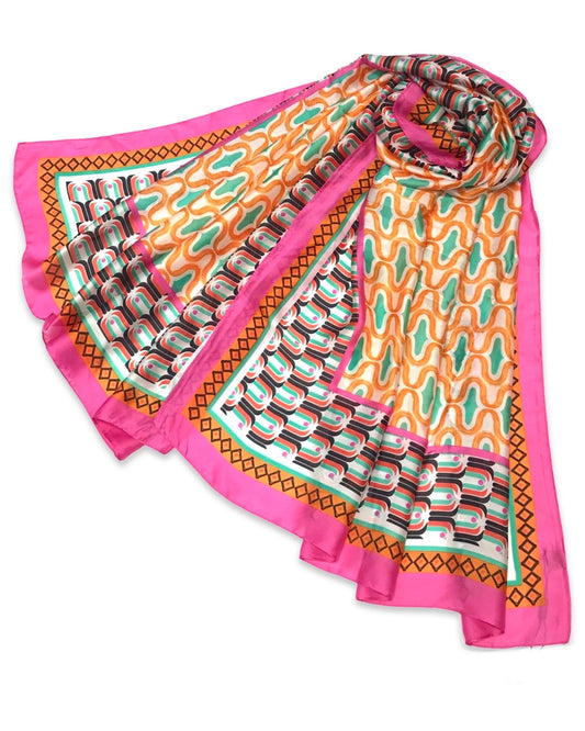Funky retro sjaal silky - Fuchsia