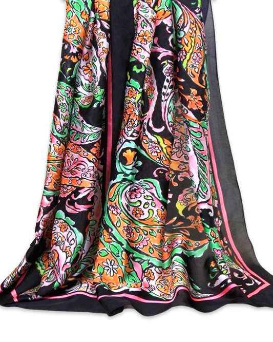 Floral garden sjaal silky - Black