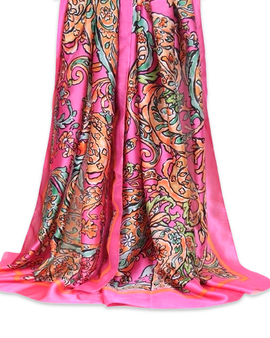 Floral garden sjaal silky - Fuchsia