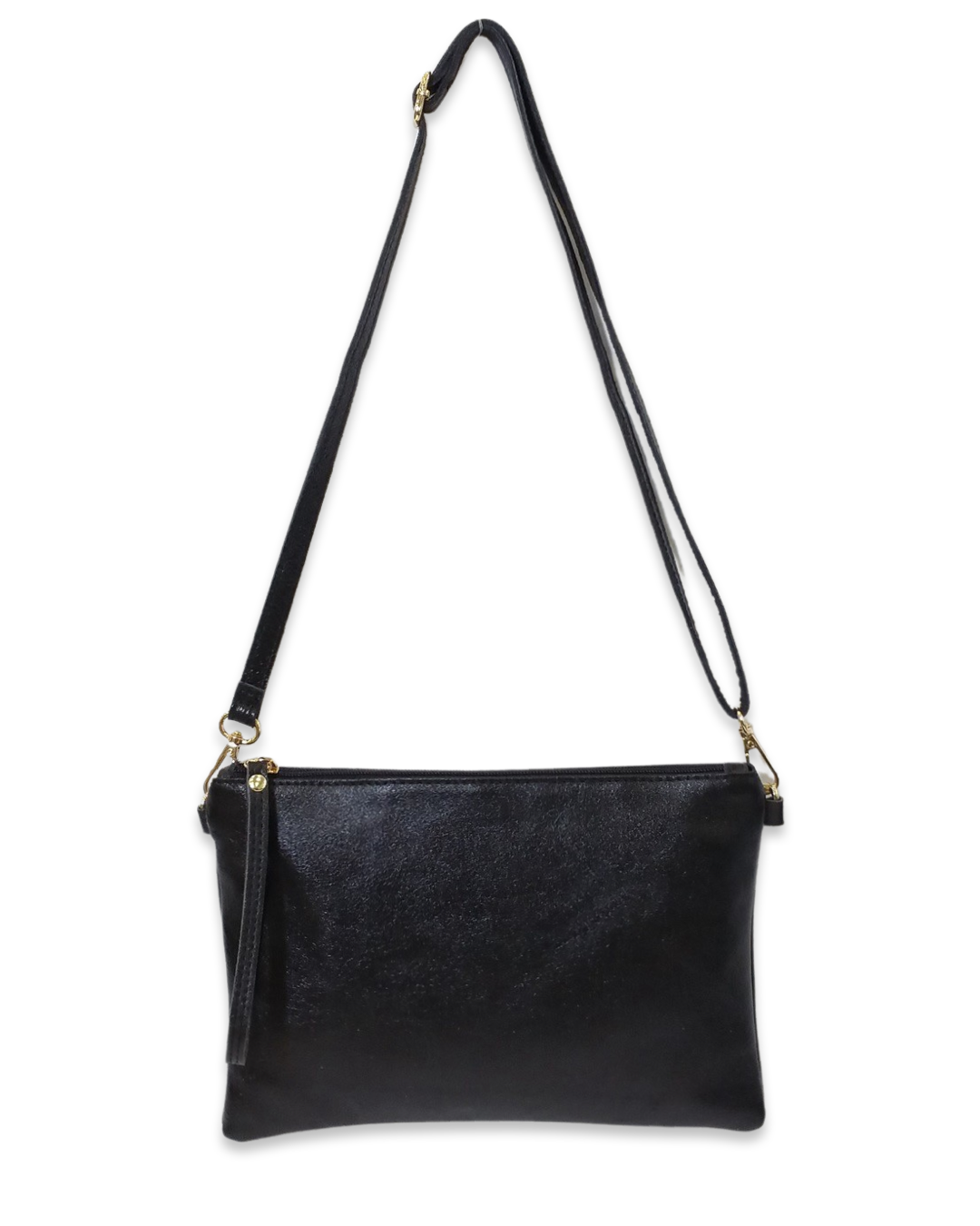 Metallic crossbody tas leer