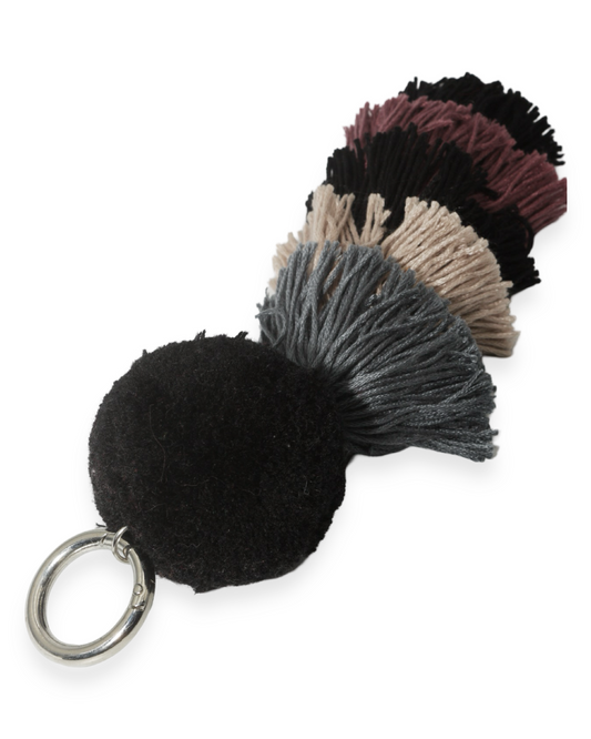 Triple pompon bag charm