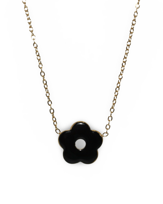 Black flower ketting