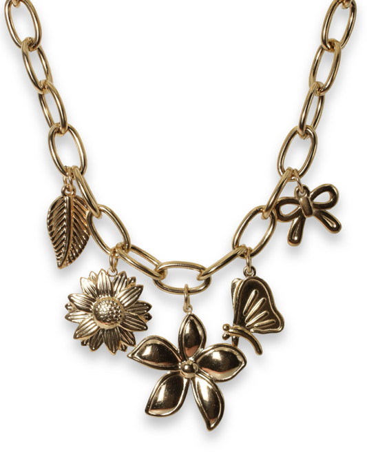 Flower charm ketting