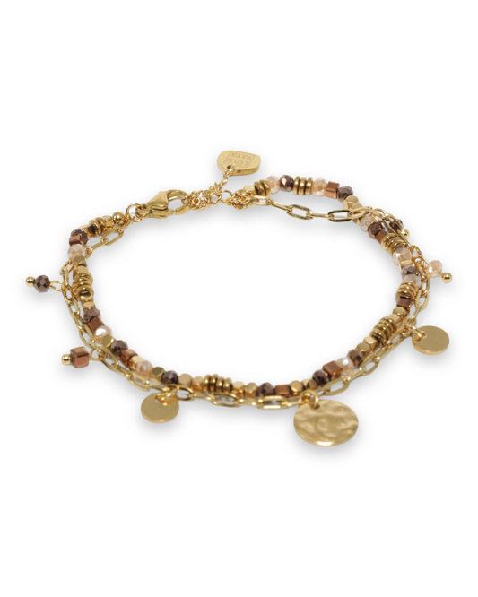 Multi crystal coin armband
