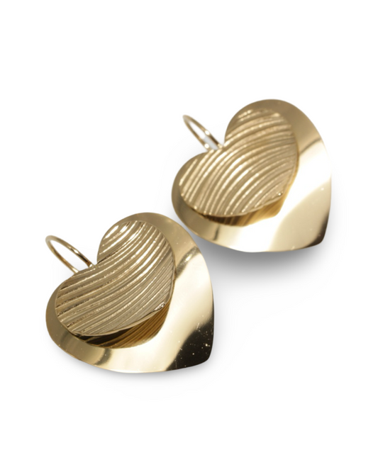 Duo heart oorbellen