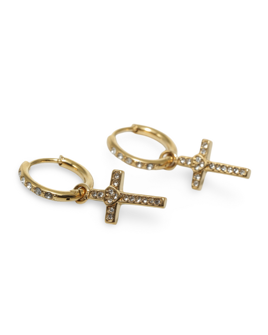 Cross bling oorbellen
